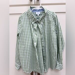 Little English Green and White Plaid Button Down Shirt - Size 10